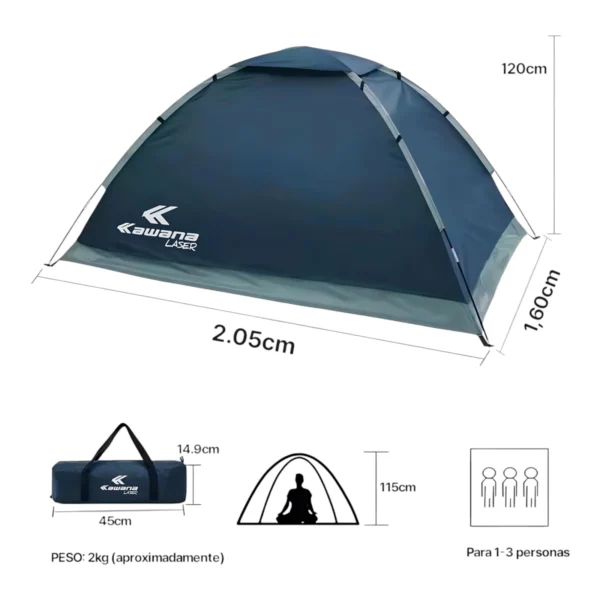 Carpa Kawana Lazer Azul Glauco – Para 3 Personas - Imagen 2