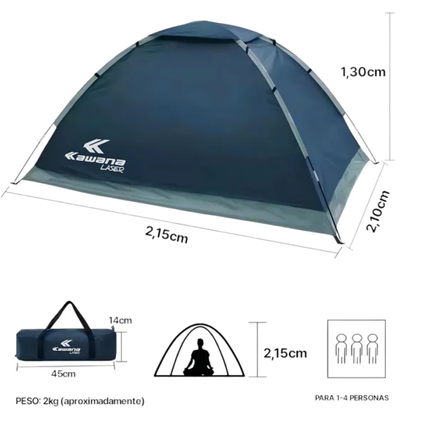 Carpa Kawana Lazer Azul Glauco – Para 4 Personas - Imagen 3