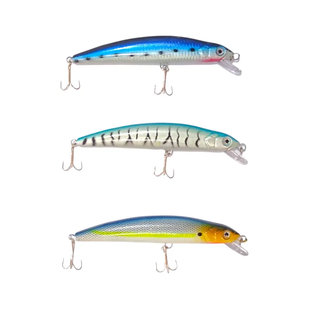 Señuelo Ottoni modelo 13-1XL de 13 cm con acabado metálico, ojos realistas y anzuelos triples para pesca en agua dulce o salada