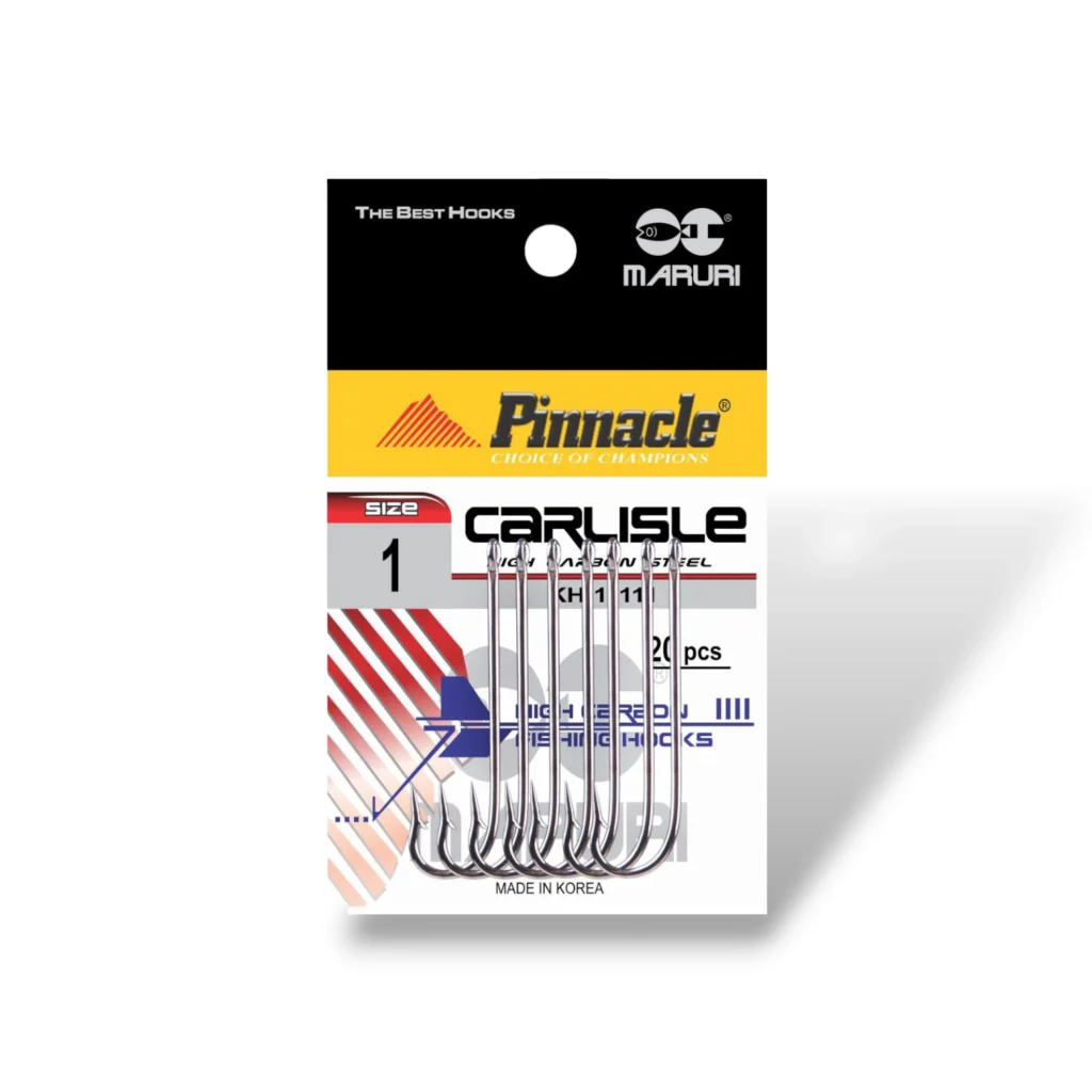 Anzuelo Pinnacle Carlisle con caña larga, recubrimiento de teflón y acabado níquel negro para pesca precisa y duradera