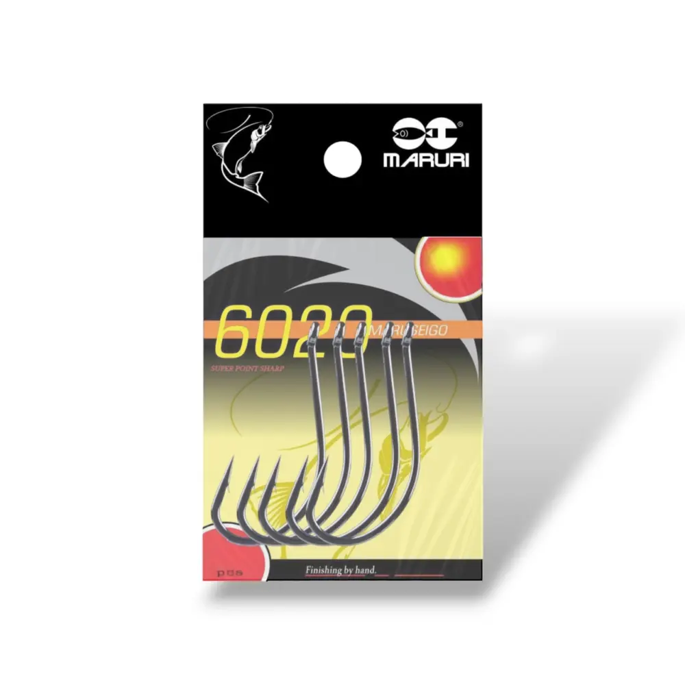 Anzuelo Maruri 6020 tipo J con punta súper afilada, fabricado en acero de alta calidad, ideal para pesca de precisión