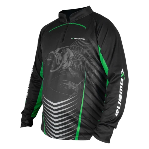 Remera de Pesca Kawana UV Negra con Detalles Verdes - Imagen 4