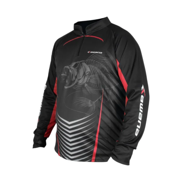 Remera de Pesca Kawana UV Negra con Detalles Rojos - Imagen 2