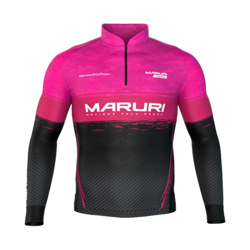 Camisa de pesca Maruri Team UV50+ rosa vista frontal — protección solar y secado rápido para pescadores en Paraguay