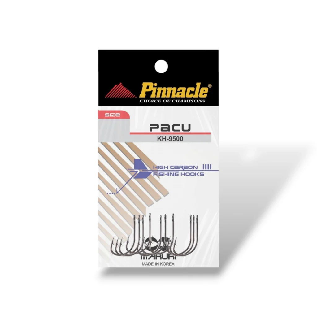 Anzuelo PACU KH-9500 de acero alto carbono, diseño tipo J y punta afilada, ideal para pesca de pacú y peces grandes