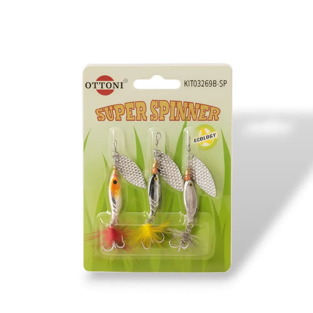 Señuelos tipo spinnerbait con plumas y aspas giratorias