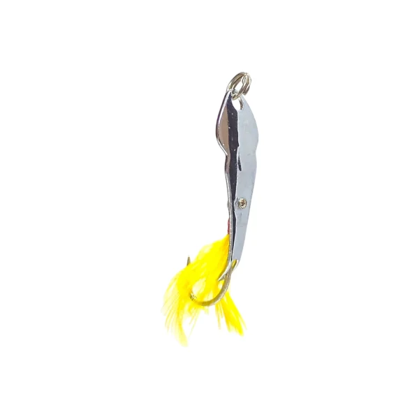 Señuelo Pet Spoon 02 Luhr Jensen con pluma amarilla