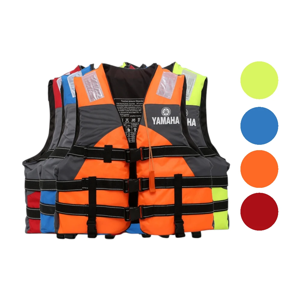 Chaleco salvavidas Yamaha TK color naranja con correas ajustables.